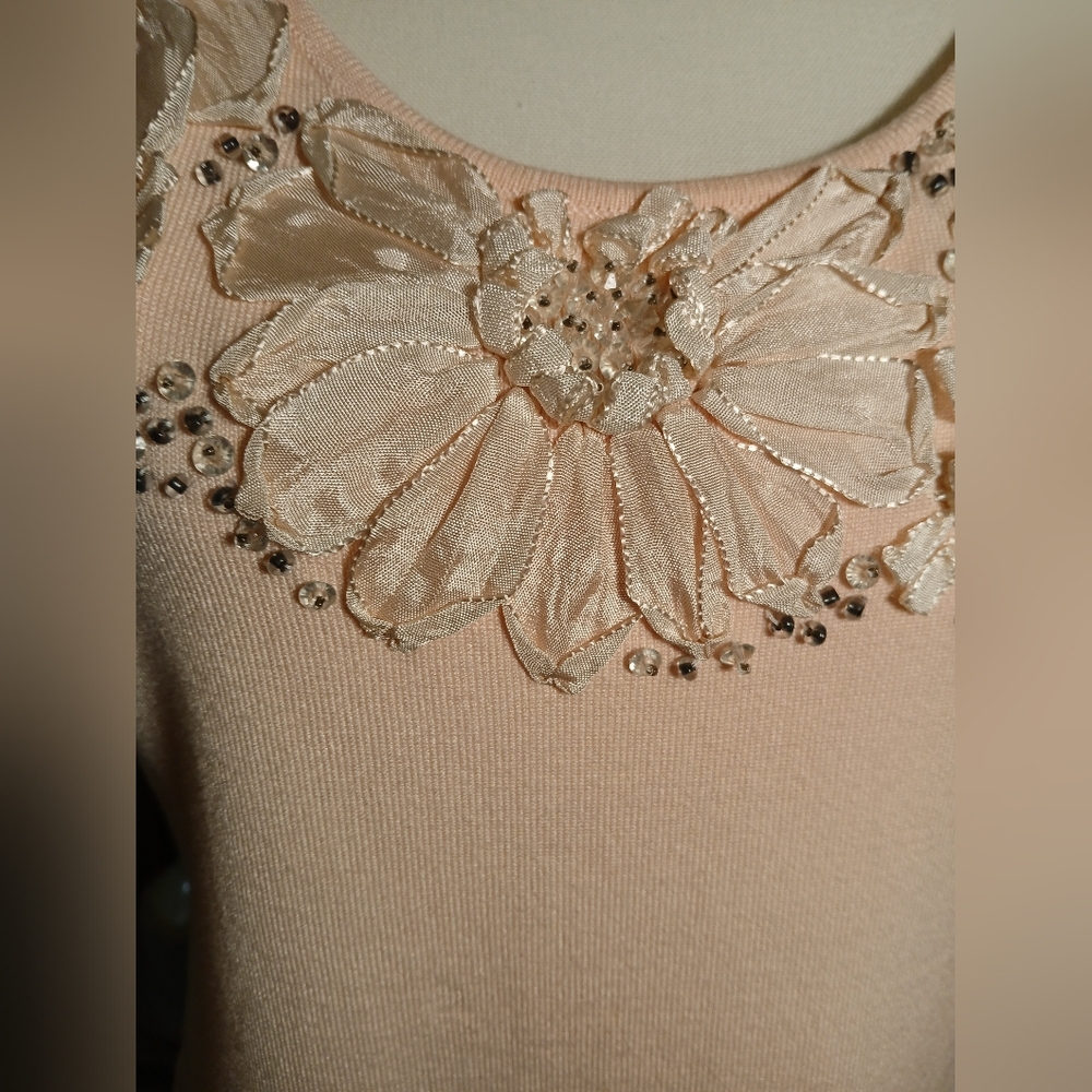 Ruby Rd Embellished Tank Top With Floral Detail Around Neckline - Picture 2 of 6